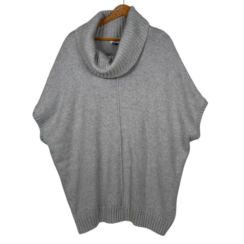 Old Navy Womens XL-XXL Gray Cowl Neck Poncho Sweater Knit Oversized Cap Sleeve